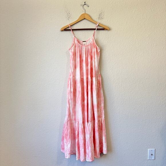 MAGASCHONI Maxi Dress Pink Tie Dye Sleeveless Tiered Swing Beach Vacay - Picture 1 of 12